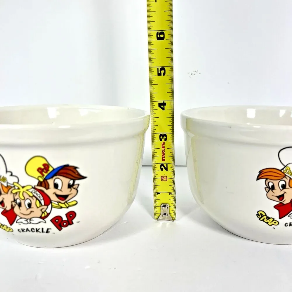 Vintage Kellogg's Rice Krispies Snap Crackle Pop Ceramic Cereal Bowls Set of 2